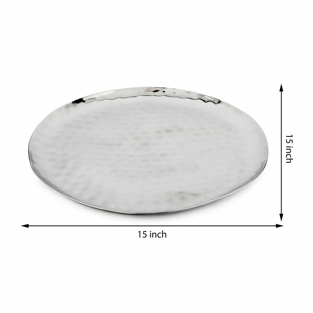 Full Polished Stainless Steel 14" Round Service Tray